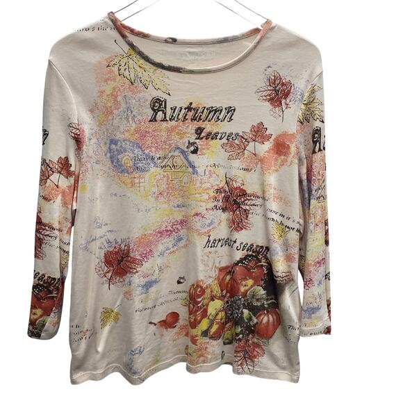 Allison Daley Autumn Print Knit Top Size Medium - Picture 1 of 9
